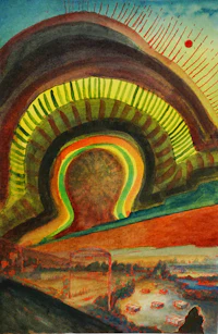 a painting of a rainbow