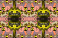 a psychedelic pattern with a yellow and pink background