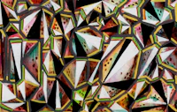 a colorful abstract painting with a lot of triangles
