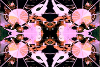 a pink and black abstract painting