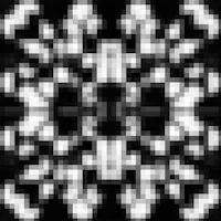 a black and white pixel pattern on a black background
