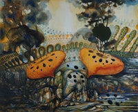 a painting of an elephant in a forest