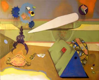 a painting with various objects on it